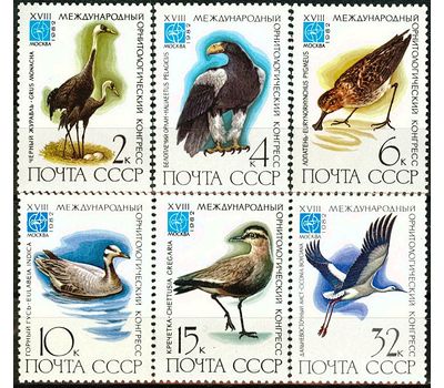  6 почтовых марок «XVIII Международный орнитологический конгресс» СССР 1982, фото 1 