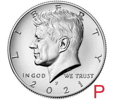 Монета 50 центов 2021 «Джон Кеннеди» США P, фото 1 