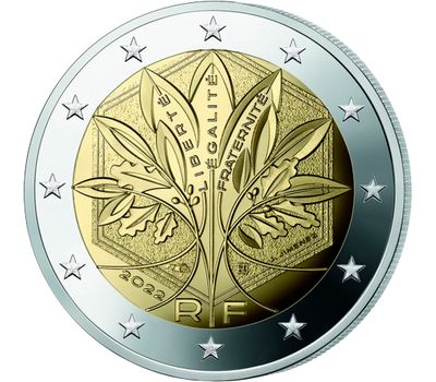  Монета 2 евро 2022 Франция - новый дизайн, фото 1 
