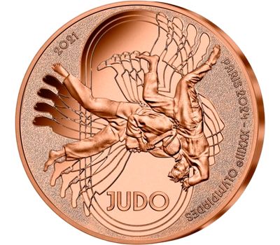  Монета 1/4 евро 2021 «Дзюдо. Олимпийские игры в Париже-2024» Франция, фото 1 
