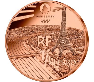  Монета 1/4 евро 2021 «Дзюдо. Олимпийские игры в Париже-2024» Франция, фото 2 