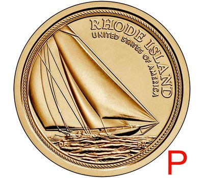 Монета 1 доллар 2022 «Яхта «Релайэнс». Род-Айленд» P (Американские инновации), фото 1 
