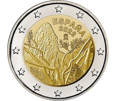  Монета 2 евро 2022 «Национальный парк Гарахонай» Испания, фото 1 