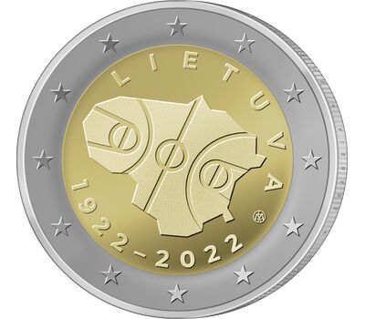  Монета 2 евро 2022 «100-летие баскетбола в Литве» Литва, фото 1 