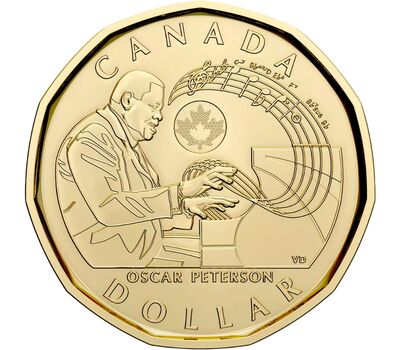  Монета 1 доллар 2022 «Пианист Оскар Петерсон» Канада, фото 1 