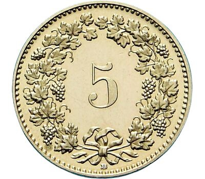  Монета 5 раппенов 2012 Швейцария, фото 2 