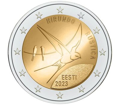  Монета 2 евро 2023 «Деревенская ласточка, национальная птица» Эстония, фото 1 