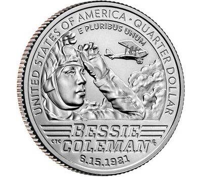  Монета 25 центов 2023 «Бесси Коулман» (Выдающиеся женщины США) P, фото 2 