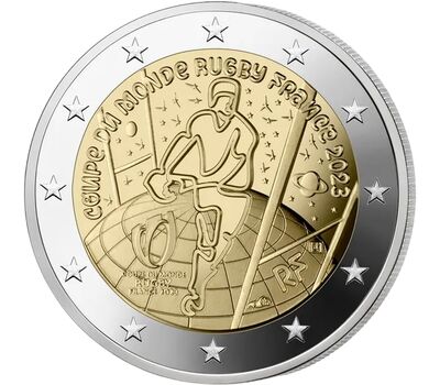  Монета 2 евро 2023 «Чемпионат мира по регби» Франция, фото 1 