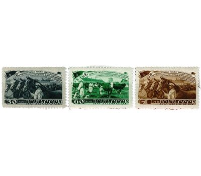  3 почтовые марки «За досрочное выполнение первого послевоенного пятилетнего плана. Животноводство» СССР 1948, фото 1 