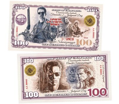  Сувенирная банкнота 100 долларов «Терминатор 2», фото 1 
