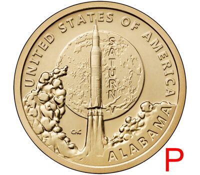  Монета 1 доллар 2024 «Ракета Сатурн V» США P (Американские инновации), фото 1 
