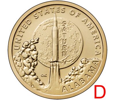  Монета 1 доллар 2024 «Ракета Сатурн V» США D (Американские инновации), фото 1 