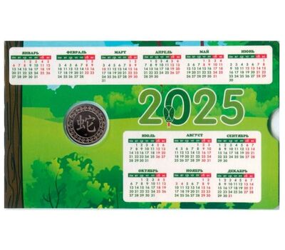  Официальный жетон СПМД «Год Змеи» 2024/2025 в календаре (зеленый), фото 2 