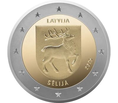  Монета 2 евро 2025 «Историческая область Селия» Латвия, фото 1 