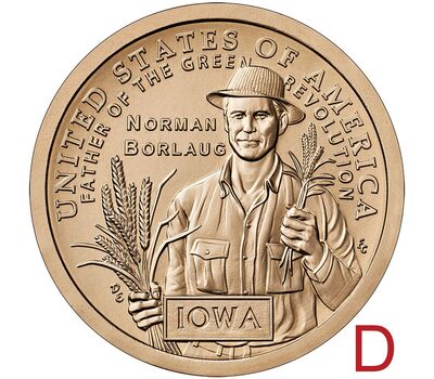  Монета 1 доллар 2026 «Норман Борлоуг. Айова» D (Американские инновации), фото 1 