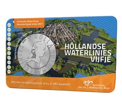  Монета 5 евро 2025 «Голландские линии водозащиты» Нидерланды (в коинкарте), фото 1 